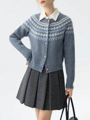 Vintage Jacquard-Strickjacke für den Winter