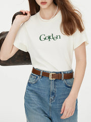 Lässiges T-Shirt mit Buchstabenprint auf der Schulter