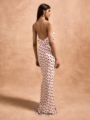 Maxikleid mit Rosenträgern und Polka-Dots