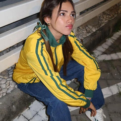 Übergroßer gelber Vintage-Windbreaker-Mantel