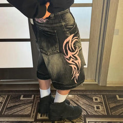 Gestreifte, lockere Jeansshorts
