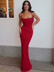 Einfarbiges Spaghetti-Bodycon-Abendclubkleid