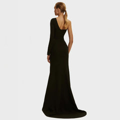Ein-Schulter-Meerjungfrauen-Abendkleid mit Applikationen