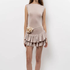 Rüschen-Stufen-Tank-Mini-Bodycon-Kleid