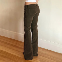 Cordhose mit niedrigem Bund und Bootcut-Schnitt