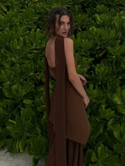 Trägerloses Maxikleid aus Bändermesh für den Strand