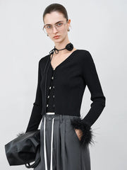 Elegante Strickjacke mit Straußenärmeln