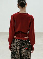 Bestickter Vintage-Rundhals-Cardigan