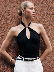 Ausgeschnittenes bauchfreies Top im Boho-Stil