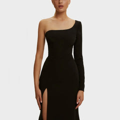 Ein-Schulter-Meerjungfrauen-Abendkleid mit Applikationen