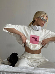 Oversized-T-Shirt aus Baumwolle mit Grafikprint und Rundhalsausschnitt