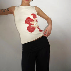 Figurbetontes, geblümtes Vintage-Crop-Top
