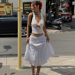 Kirschmuster-Crop-Top mit V-Ausschnitt