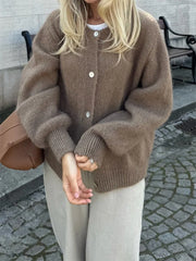 Flauschiger, warmer Strickcardigan mit Knopfleiste