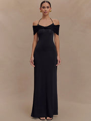 Trägerloses, ärmelloses, langes, figurbetontes Clubkleid