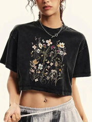 T-Shirt mit Blumenmuster und Rundhalsausschnitt
