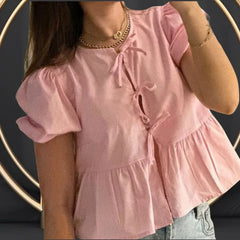 Elegante Bluse mit Schößchen und Puffärmeln