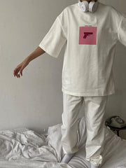 Oversized-T-Shirt aus Baumwolle mit Grafikprint und Rundhalsausschnitt