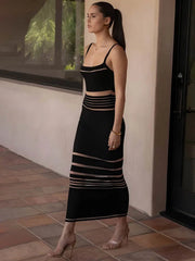 Gestreiftes, geripptes Patchwork-Club-Bodycon-Kleid