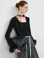 Elegante Strickjacke mit Straußenärmeln
