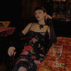 Retro-Maxikleid mit Blumenmuster, rückenfrei, schmal geschnitten