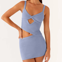 Sexy Y2K Spaghetti-Bodycon-Kleid mit Cut-outs