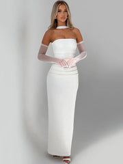 Trägerloses, rückenfreies Maxikleid mit Schal