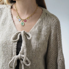 Strickjacke mit Bindeband und V-Ausschnitt, einfarbig, locker gestrickt