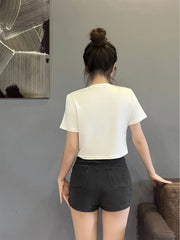 Bedrucktes, schmal geschnittenes Crop-Top