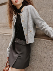 Lässige Strickjacke mit Rundhalsausschnitt für den Herbst