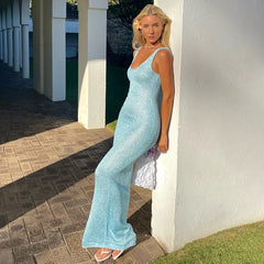 Pailletten-Strick-Glitzer-Maxikleid