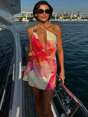 Minikleid mit Blumenmuster und One-Shoulder-Schulter