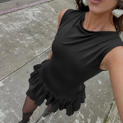Rüschen-Stufen-Tank-Mini-Bodycon-Kleid