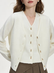 Zweiteiliger Strickcardigan aus Wolle mit V-Ausschnitt