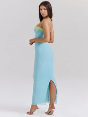 Bodycon-Kleid aus Spitze mit Spaghettiträgern und Patchwork-Details