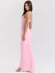 Ärmelloses Abendkleid mit Schleife und Spaghettiträgern
