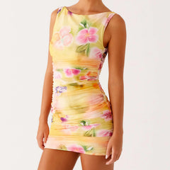 Bodycon-Kleid mit Blumenmuster im Batik-Look