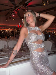 Strass-Minikleid mit 3D-Blumenmuster und figurbetonter Passform