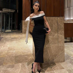 Midikleid mit Schleife und schulterfreiem Schnitt