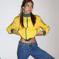 Übergroßer gelber Vintage-Windbreaker-Mantel