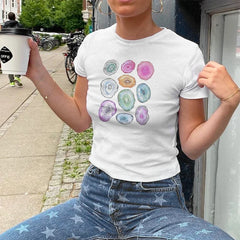 Grafisches Rundhals-Crop-Top im ästhetischen Stil