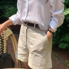 Leinentaschen Koreanische gerade Shorts