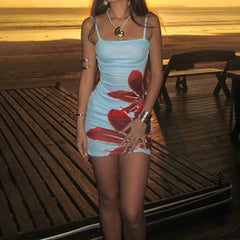 Boho Spaghetti Bodycon Blumenkleid