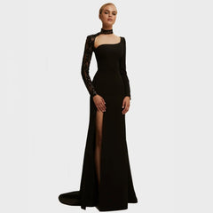 Ein-Schulter-Meerjungfrauen-Abendkleid mit Applikationen
