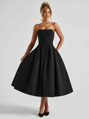 Plissiertes Wickelkleid in A-Linie, rückenfrei, Midi-Länge