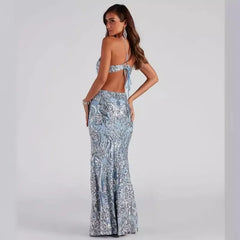Glitzerndes Party-Midikleid mit V-Ausschnitt