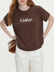Lässiges T-Shirt mit Buchstabenprint auf der Schulter