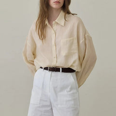 100 % Ramie, dünne Bluse mit französischem Revers