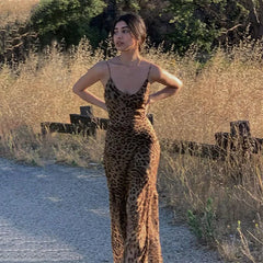 Spaghetti-Maxikleid mit Leopardenmuster