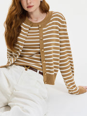 Gestreifte Strickweste, Jacke, Herbst-Cardigan